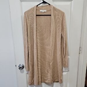 Loft Beige Ribbed Cardigan Size Medium